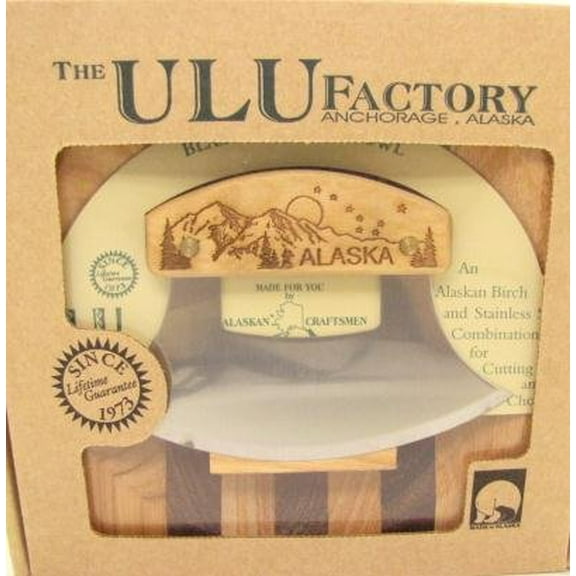 Ulu Factory Alaska Ulu Birch Walnut Stripe Wood Chopping Bowl-board Mountain Dipper Design Handle