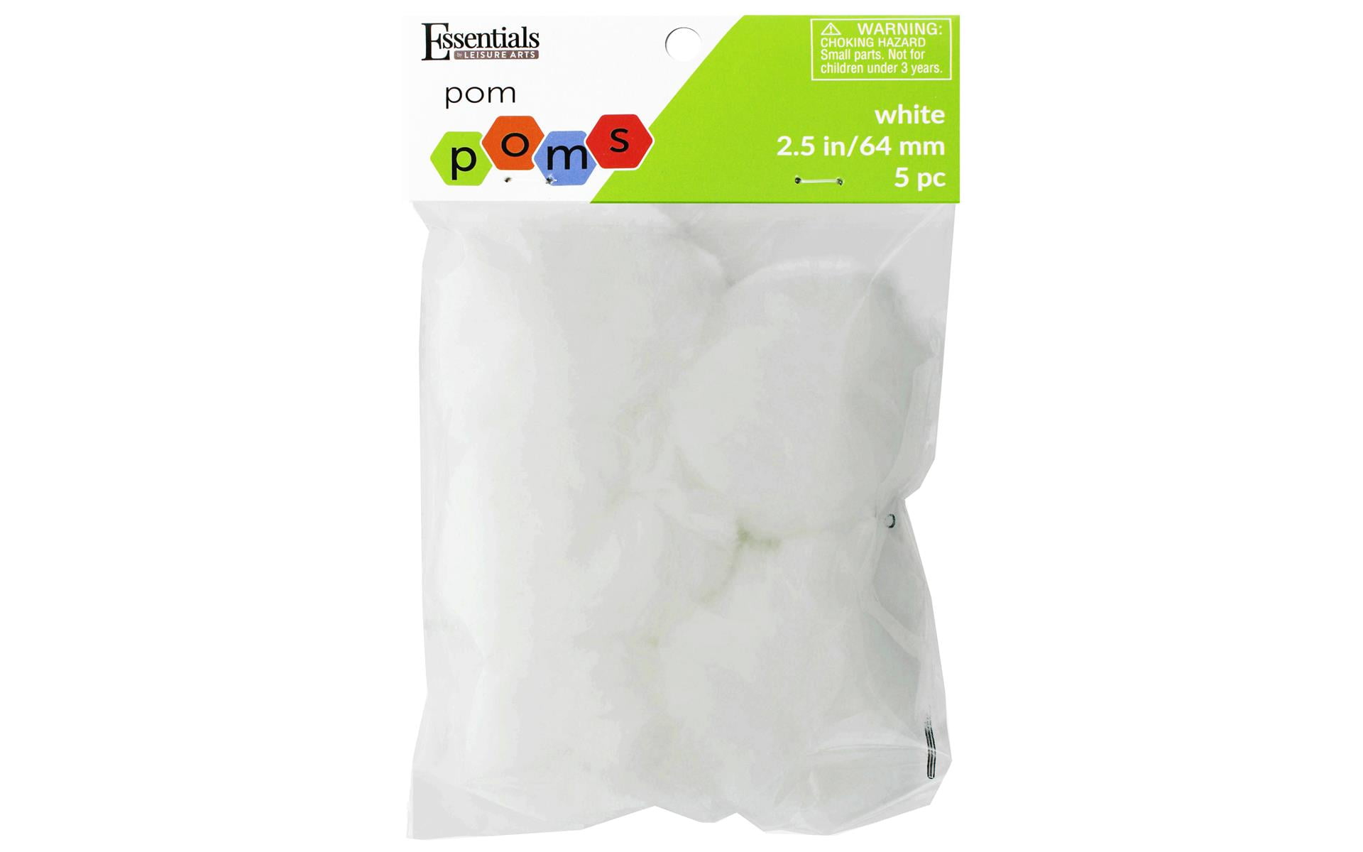Essentials By Leisure Pom Pom 2.5' 5pc White