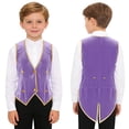 thumbnail image 2 of Aislor Boys Medieval Renaissance Vest Tailcoat Victorian Vintage Waistcoat Velvet Jacket Steampunk Purple 14, 2 of 7