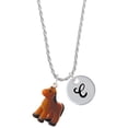thumbnail image 1 of Delight Jewelry Resin Brown Pony Silvertone Script Initial Disc - C - Charm Necklace, 20"+3", 1 of 4