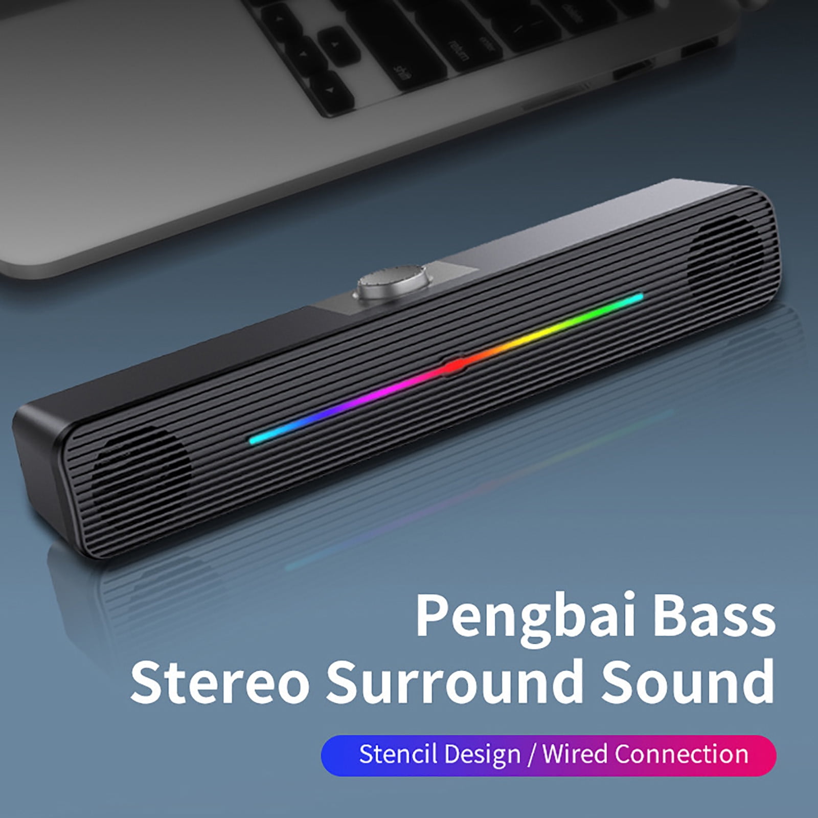 Byujiro Computer Speaker RGB PC Speaker USB Powered 3.5mm AUX Cable for PC Laptop Tablet Phone for Gaming, Music & Home Office