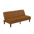 Mainstays Memory Foam Futon with Cupholder and USB, Camel Faux Leather