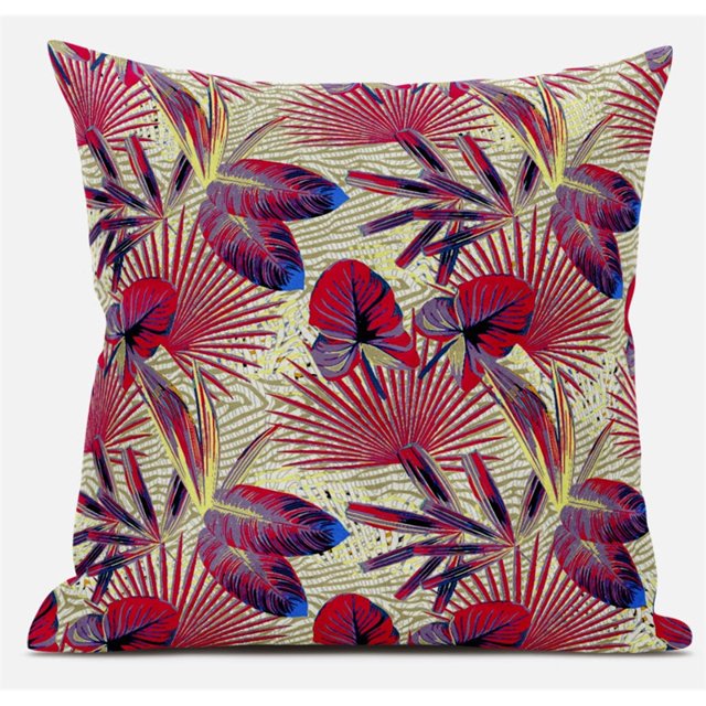 Plant Illusion Faux Daim Jeter Tissu Oreiller en Bleu Rouge 18x18