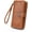 Brown, variant on Wallets for Women Leather Credit Card Holder with RFID Blocking Large Capacity Wristlet , Gray