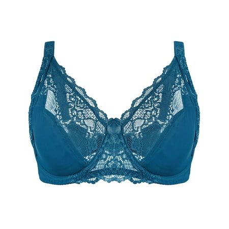 

Promotion! Women s Bras Sexy Deals for 2023 Underwire Padded Lace Push Up Flowy Everyday Bras Blue XXXL