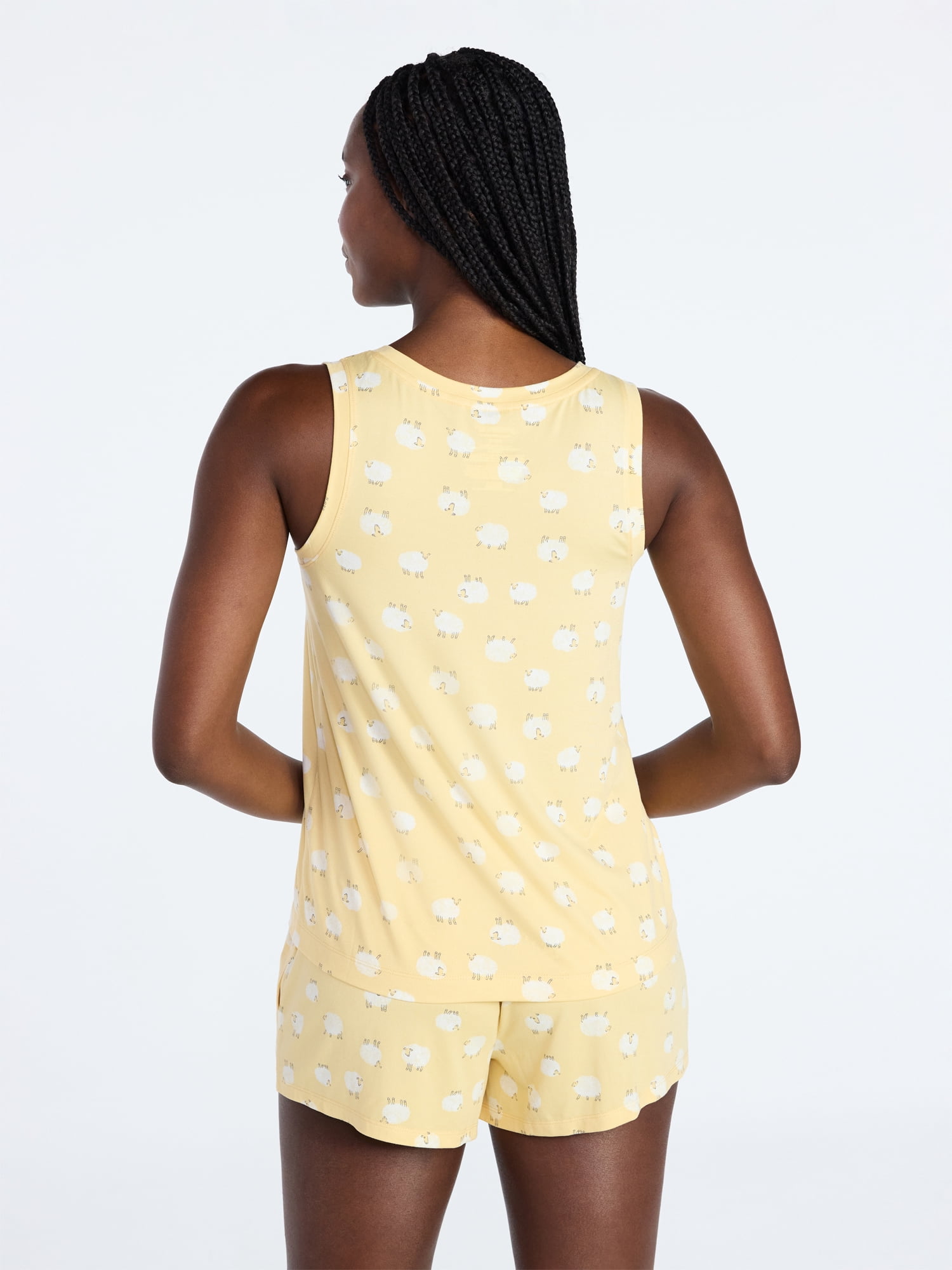 Joyspun Women's Tank Top and Shorts Pajama Set, 2-Piece, Sizes XS-3X