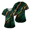 thumbnail image 2 of EHTMSAK Women Scrub Tops with Pocket Floral Nurses Uniform Workwear Tunic Casual Short Sleeve V-Neck Clinic Blouse Carer Top on Clearance Dark Green L, 2 of 7