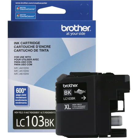 Brother Genuine High Yield Black Ink Cartridge, LC103BKS, Replacement Black Ink, Page Yield Up To 600 Pages,