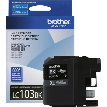 Brother 750 Ink Cartridge Brother Genuine High Yield Black Ink Cartridge, LC103BKS, Replacement Black Ink, Page Yield Up To 600 Pages, LC103 ()