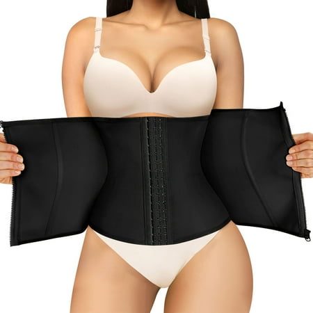 

Eleady Women Waist Trainer Corset Zipper Hook Shapewear Double Control Body Shaper Tummy Waist Cincher(Black X-Small)