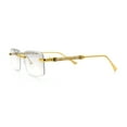 thumbnail image 6 of Luxury Beveled Lens Rich Art Retro Rimless Gangster Narrow Rectangle Sunglasses Gold - Clear Mirror, 6 of 8