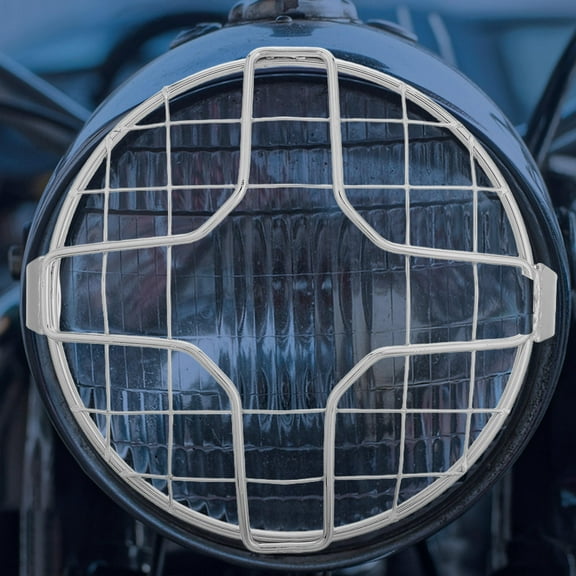 LABRIMP Metal Motorcycle Headlight Cover 1Set Silver Retro Style Light Transmission Protective Mesh for Riders