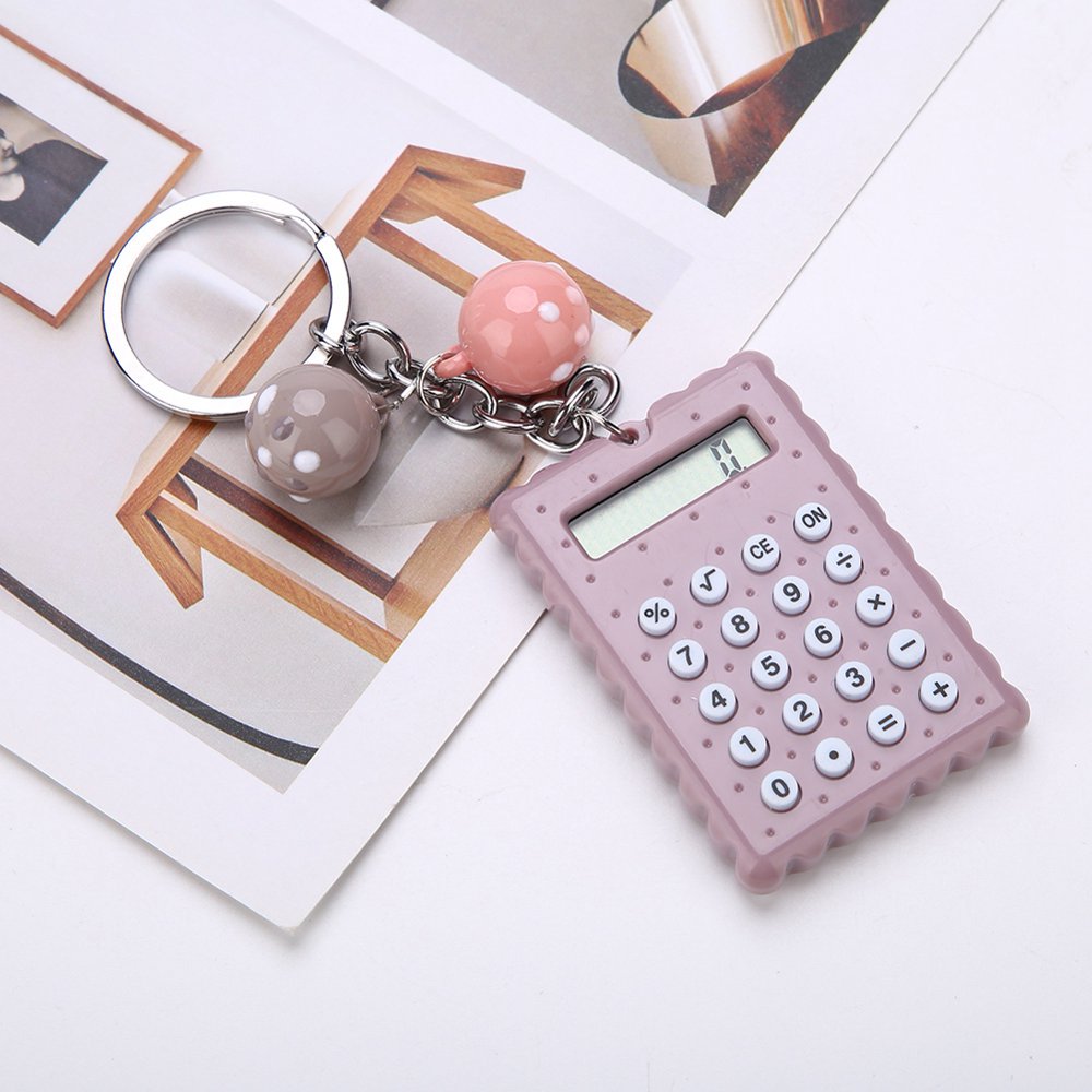Tebru Mini Portable Cute Cookies Style Key Chain Calculator Candy Color