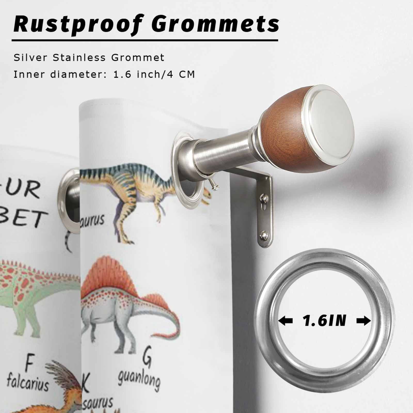 Outdoor Curtains for Patio Waterproof, Dinosaur Windproof Pravicy Outside Porch Blackout Curtain, Funny Dino Cute Cartoon Boys Girls Children Sun Blocking Grommets Curtains for Cabana Gazebo 54"x108"