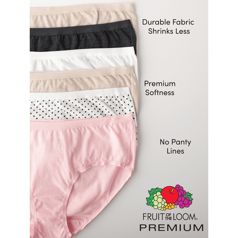 Fruit of the Loom Women's Premium Ultra Soft Hi-Cut Panty, 6 Pack, Sizes  6-10 