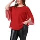 thumbnail image 4 of Blusas de verano casuales de gasa para mujer de tallas grandes Agnes Orinda, con cuello redondo y mangas 3/4, color rojo, talla 4X, 4 of 6