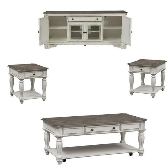 4 Piece Set Of Coffee Table with TV Stand and (Set of Two) End Table