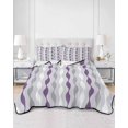 thumbnail image 2 of Quilts Queen Size Bedding Set, Purple Grey Striped Lightweight Quilted Comforter, Modern Abstract Geometric Stripes Soft Reversible Bedspread Coverlet with Pillow Covers for All Season, 90" x 96", 2 of 7