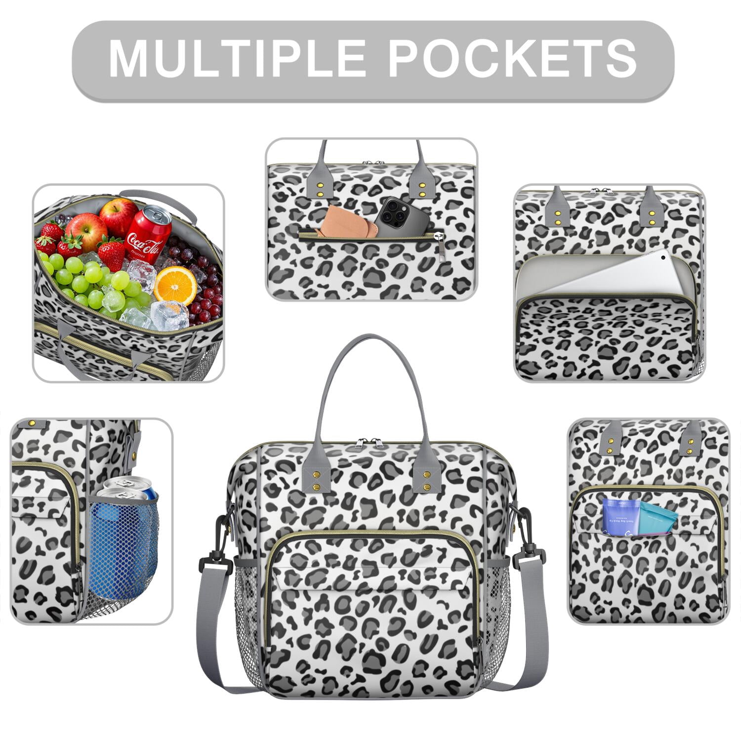 Cheetah Spots Lunch Tote – Dynamic Leopard Print Insulated Bag with Strap, Leakproof Dual Compartment Lunch Box for Adults, Work, or Beach