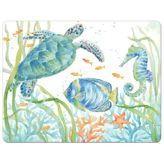Cut N' Funnel "Sea Life" 1 Pack Designer Flexible Plastic Cutting Board Mat 15" by 11.5"
