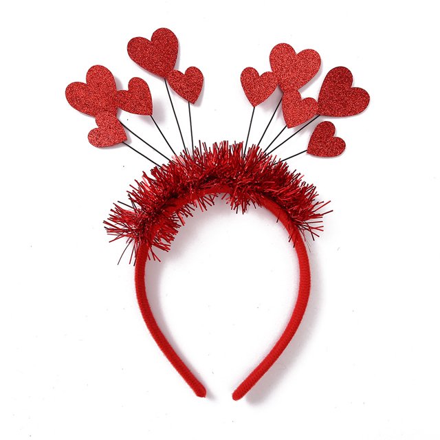 Diadema de lentejuelas en forma de corazón XianweiShao Aro para el cabello rojo