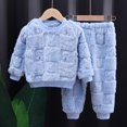 thumbnail image 2 of Povozer Toddler Baby Fleece Pants Pullover Tops Set Winter Warm Sweatshirt Pants 2pcs Set(Blue,8-9 Years), 2 of 3