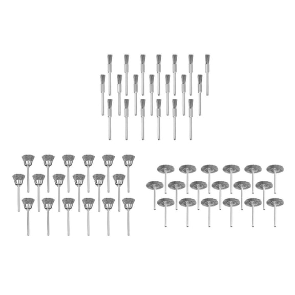 60PCS Rotating Tool Wire Brush Set Industrial Metal Polishing Brush for Drill Tool Rust Paint Removal Cleaning Tool