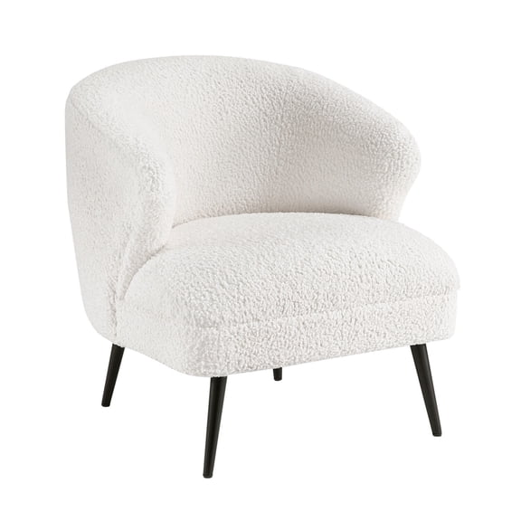 Neda Accent Chair- Soft Beige Boucle- Curved Barrel Back