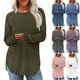 thumbnail image 1 of Ropa de trabajo,Camiseta informal holgada para mujer, cuello redondo y bajo con abertura, 95 % poliéster, 5 % elastano, cómoda para uso diario, sopatenor, 1 of 8