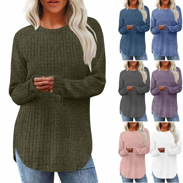 Ropa de trabajo,Camiseta informal holgada para mujer, cuello redondo y bajo con abertura, 95 % poliéster, 5 % elastano, cómoda para uso diario, sopatenor