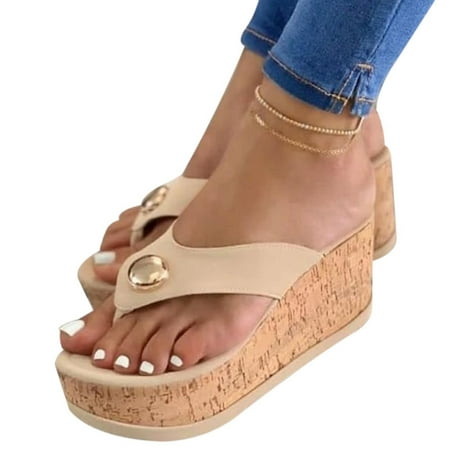 

Duretiony Slip On Summer Platform Sandals Women Shoes Round Toe Beach Flat Sandals Slippers Ladies Sandals
