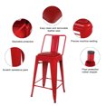 thumbnail image 3 of Leejay Red 24 inch High Back Metal Barstools with Red Vegan Leather Seat,Set of 3, 3 of 5