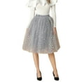 thumbnail image 1 of hirigin Women Fashion Wild Tulle Skirt Heart Sequins Multi-Layer Gauze Tutu Skirt Elastic Waist Party Club Dance Skirts, 1 of 8