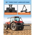 thumbnail image 2 of GloryStar Cat-0 / Cat-1 3 Point Landscape Rack, 50 Inch Steel Tractor Rack with Replaceable Spring Tines, Hitch Pin and Quick Mount Design for Efficient Garden, Lawn, Farm and Grass Care, 2 of 7