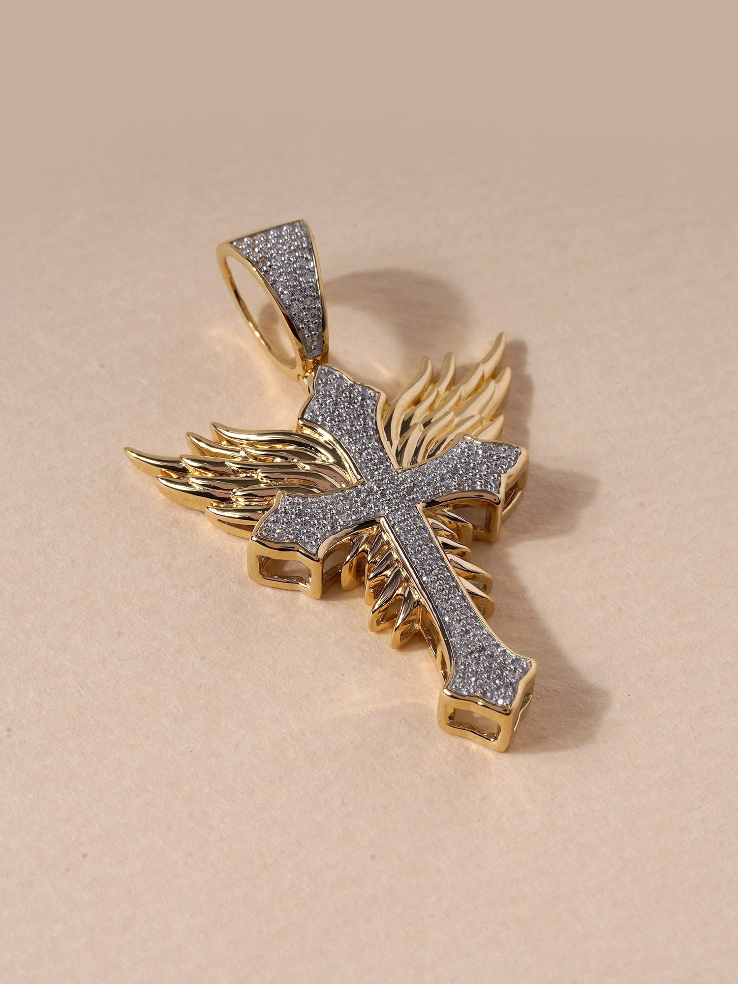 Imperial 10k White Gold 1/2Ct TDW Diamond Angel Wings Cross Imperial 10k White Gold 1/2Ct TDW Diamond Angel Wings Cross