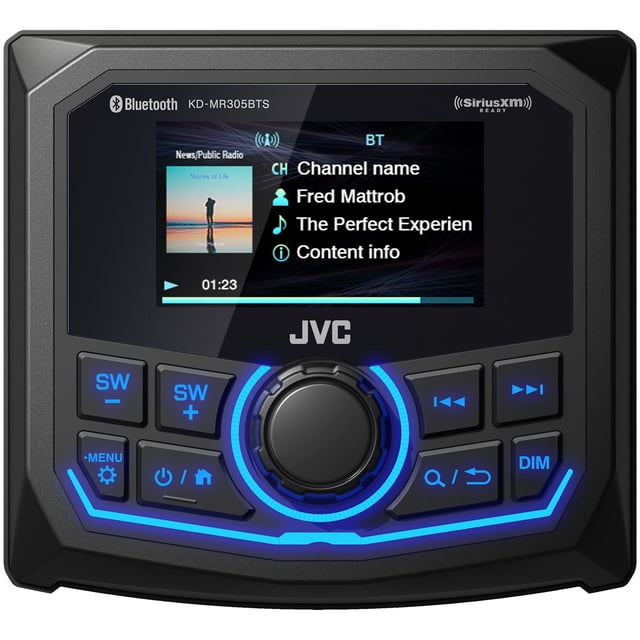 Receptor marino JVC KD-MR305BTS Bluetooth 2.7 LCD resistente a la intemperie