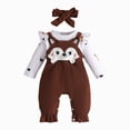thumbnail image 4 of 0-3 Months Infant Girl Outfit Preemie Newborn Baby Girl Clothes Infant Romper Onepiece Fall Winter Outfits Gifts for Girls 3 6 9 12 18 Months Cute Romper Set,Brown, 4 of 6