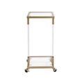 thumbnail image 4 of Tcbosik C-Shape Side Table with Lockable Wheels and Glass Top, Acrylic End Table with Metal Frame, Snack Table for Small Space, Living Room, Bedroom, Golden, 4 of 9
