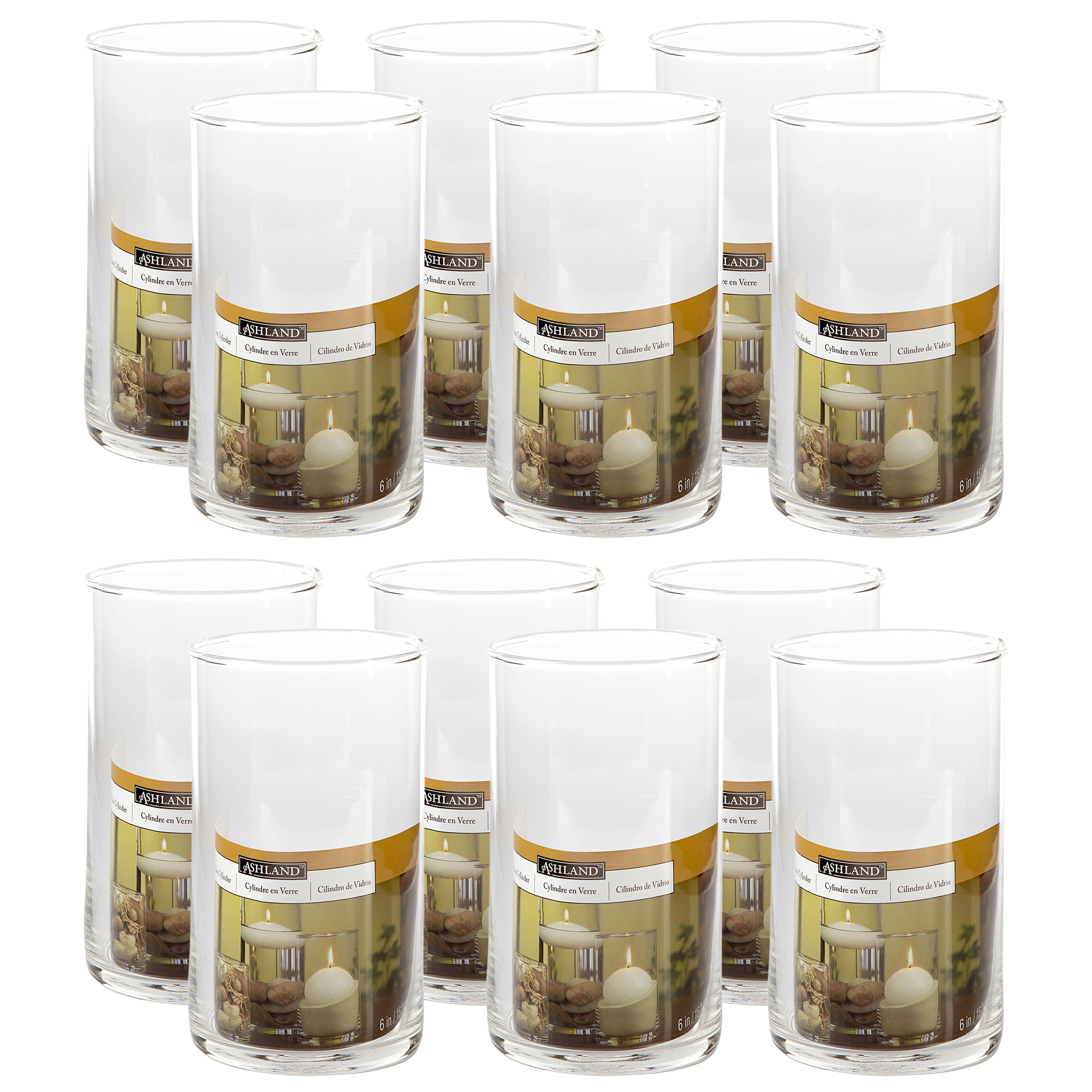 MICHAELS Bulk 12 Pack 6" Cylinder Glass Candle Holder by Ashland