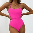 thumbnail image 2 of Sngxgn Swimsuit Women Criss Cross Back Print Bathing Suits Athletic Modest Swimwear(Pink,M), 2 of 5