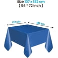 thumbnail image 2 of 54" x 72" Rectangle Disposable Plastic Table Covers Wipe Clean Party Table Cloth Covers (Royal Blue), 2 of 7