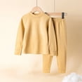thumbnail image 5 of TIREOW Girls and Boys Thermal Underwear 2 Piece Set Solid Color Crewneck Long Sleeve Top and Matching Pants Loungewear Sleepwear Set, 5 of 5