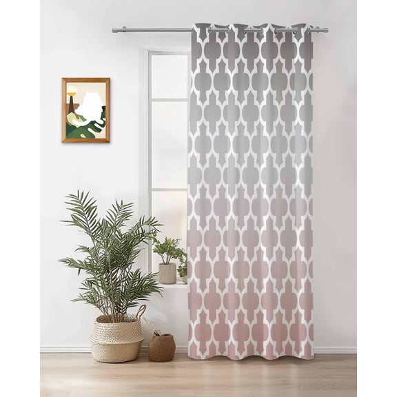 Morocco Trellis Thermal Insulated Blackout Curtains for Bedroom 84 Length Abstract Geometric Grey Pink Ombre Room Darkening Curtain 1 Panel Grommet Window Curtain Drape for Living Room Nursery Room