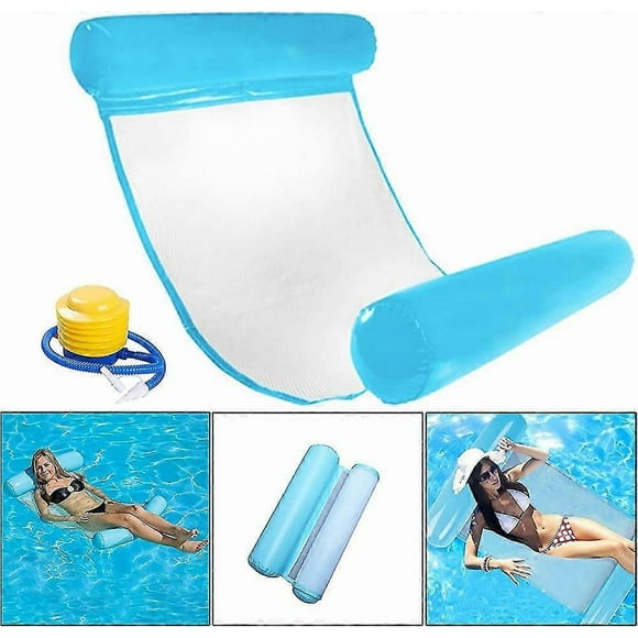 Inflatable Floating Bed, Water Hammock Swimming Pool Air Bed Beach Mat Spring_Perfect Gift