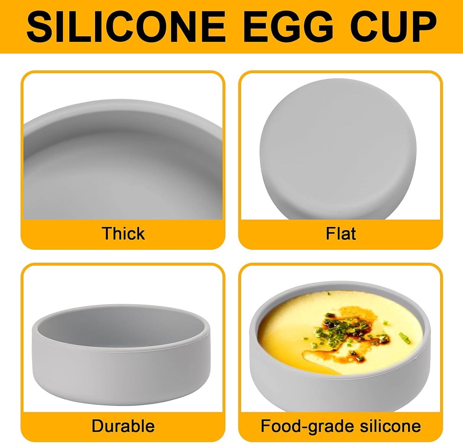 4 Pack Silicone Air Fryer Egg Pan Individual Microwave Egg Cooker Eggwich Egg Bites Molds for Oven Microwave - Grey