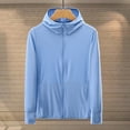 thumbnail image 5 of Mdesiwst Hooded Long Sleeve Pockets Sunscreen Jacket Zipper Placket Solid Color Men Thin Ice Silk Fishing Coat Daily Clothing, 5 of 6