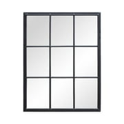 Parisloft 36"H Rectangular Windowpane Metal Wall Mirror,Black