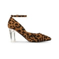 thumbnail image 3 of BLISSFUL STEP Ankle Strap Pointed Toe Clear Block Heel Pumps for Women Leopard 6, 3 of 6
