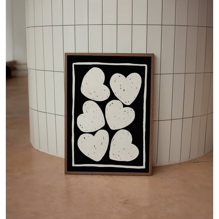 Black And White Coquette Heart Print, Minimalist Y2K Wall Art, Aesthetic, Monochrome Trendy Room Decor Home Decor #739, Unframed Poster Size 8x12