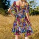 thumbnail image 5 of Vestido de manga corta con diseño de doodle de neurona simple, vestidos de moda para mujer, vestido morado, vestidos largos para mujer, vestido, 5 of 7